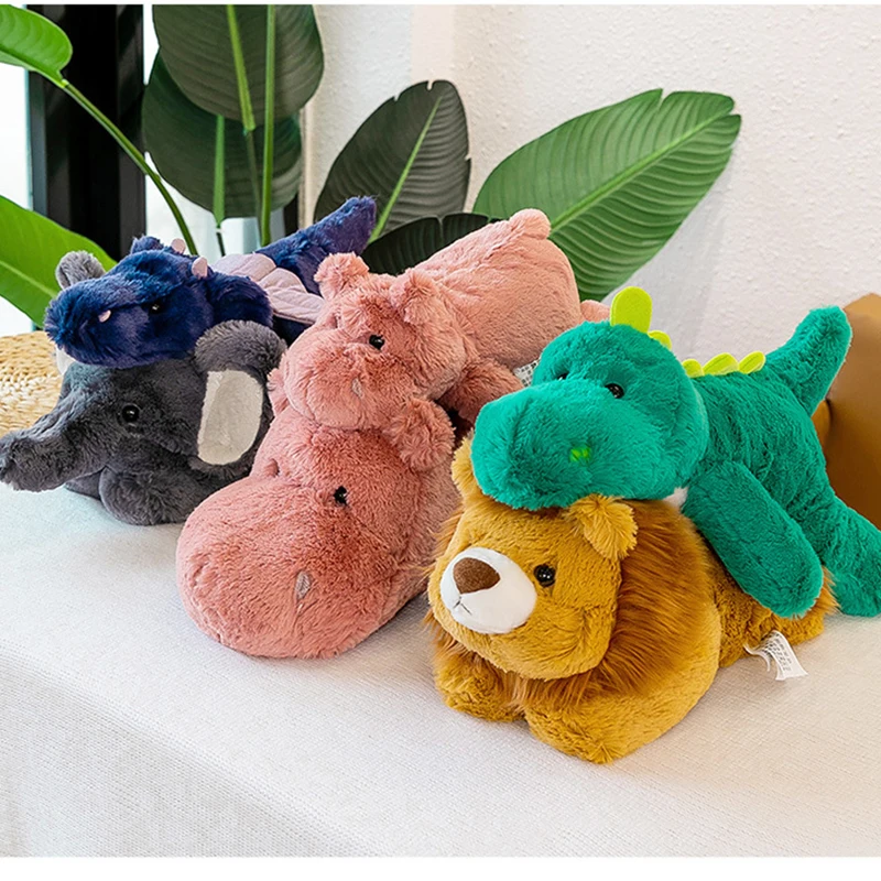 

50cm Cute Super Soft Stuffed Elephant Doll Plush Toys Girls Sleeping Bedroom Plushie Dinosaur Lion Animal decor Dolls Boys Gifts