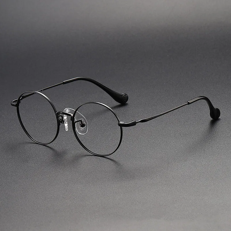 Kid's Ultra-Light Metal Spectacles Teenager Boy Girl Round Pure Titanium Glasses Frame Can Customize Anti- Blue Myopia Lenses