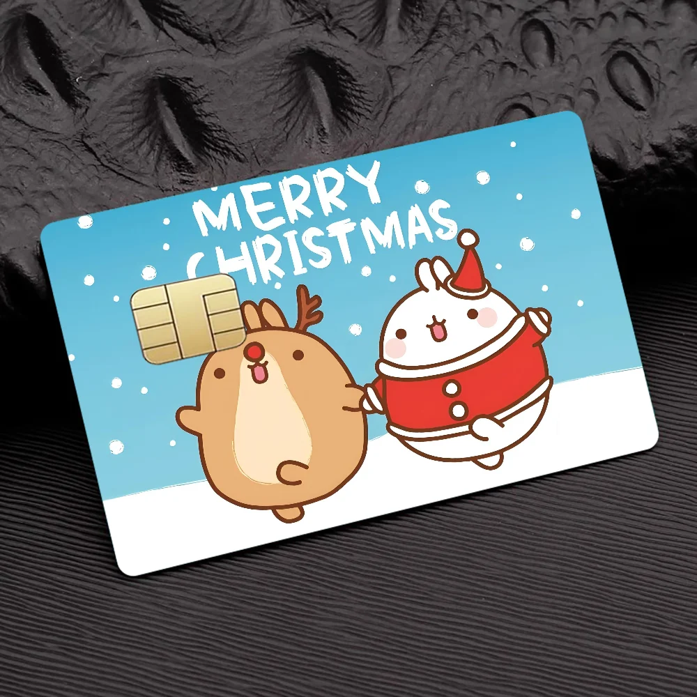 M-Molang Anime Cartoon Skin Stickers Film Tape Case For Big Credit Debit Card Front Side