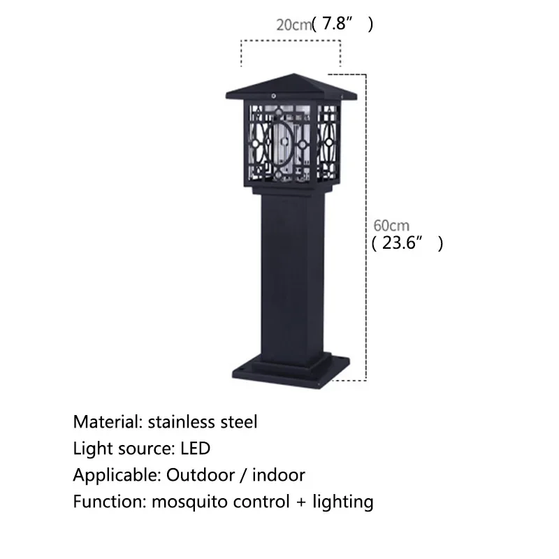 Hongcui Outdoor Mosquito Killer Lamp Modern Solar Black Insect Kill Lawn Light Waterproof For Home Garden Courtyard Park