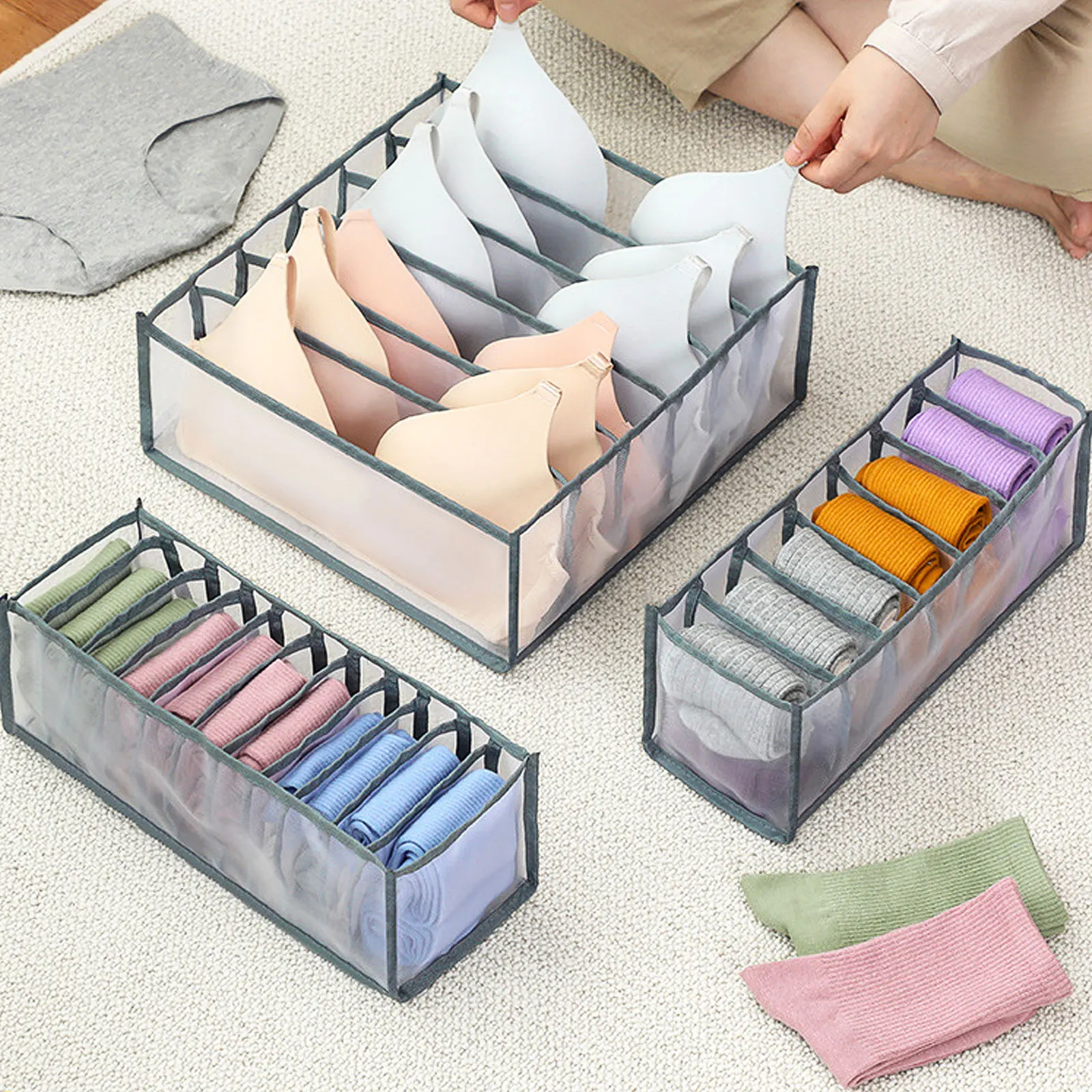 2/3PCs Underwear Drawer Organizer Storage Box Foldable Closet Organizers  Drawer – HeyHouseCart