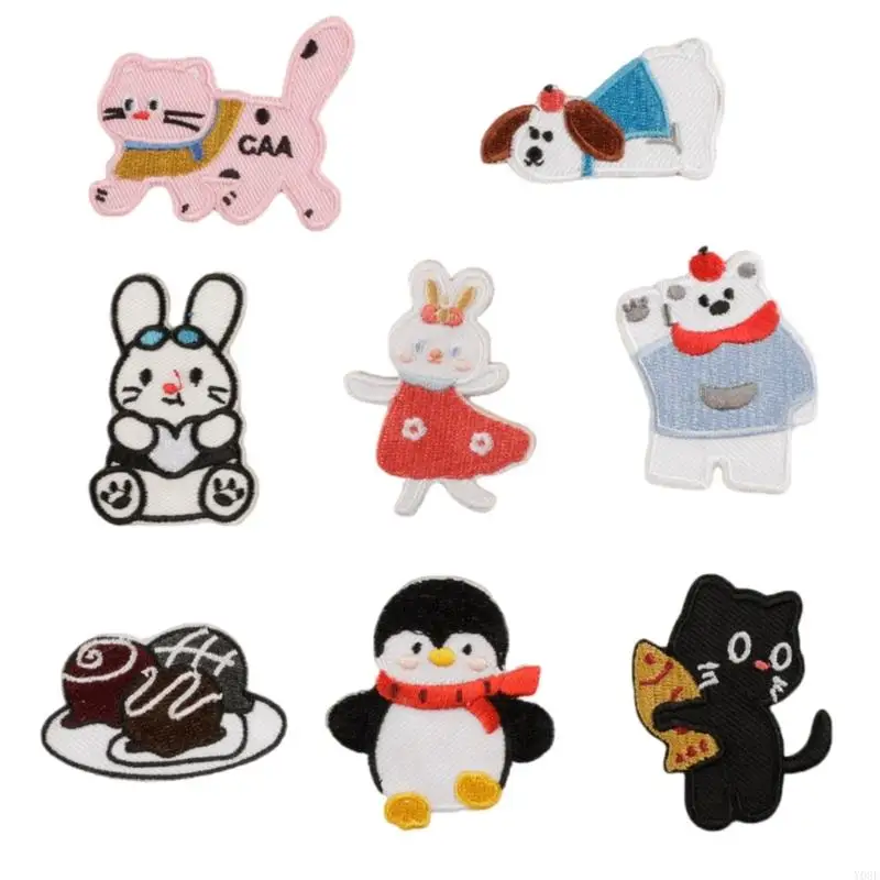 8 PCs schöne Kaninchen Reparaturflecken Eisen auf gestickten Flecken Cartoon -Katzen nähen dekorative Applikationen für Kleidung – Detail 7