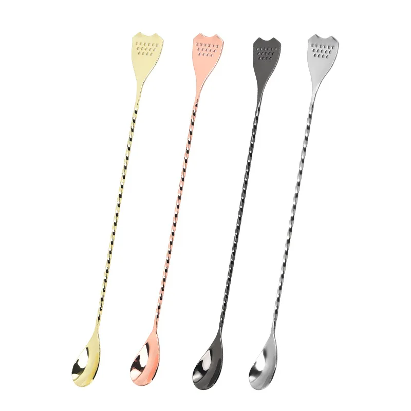 Stainless Steel Spiral Handle Cocktail Spoon Bartender Mixing Spoon Drink Shaker Muddler Stirrer Bar Barware Kitchen Accessories