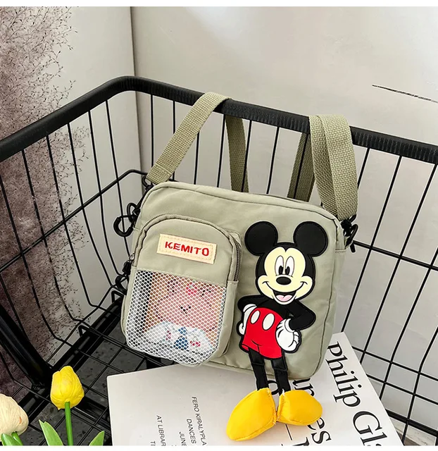 2022 New Disney Shoulder Bags Cartoons Mickey Mouse Nylon Bag Women Messenger Bag Cute Anime Fashion Handbag Gifts for A Girls as2
