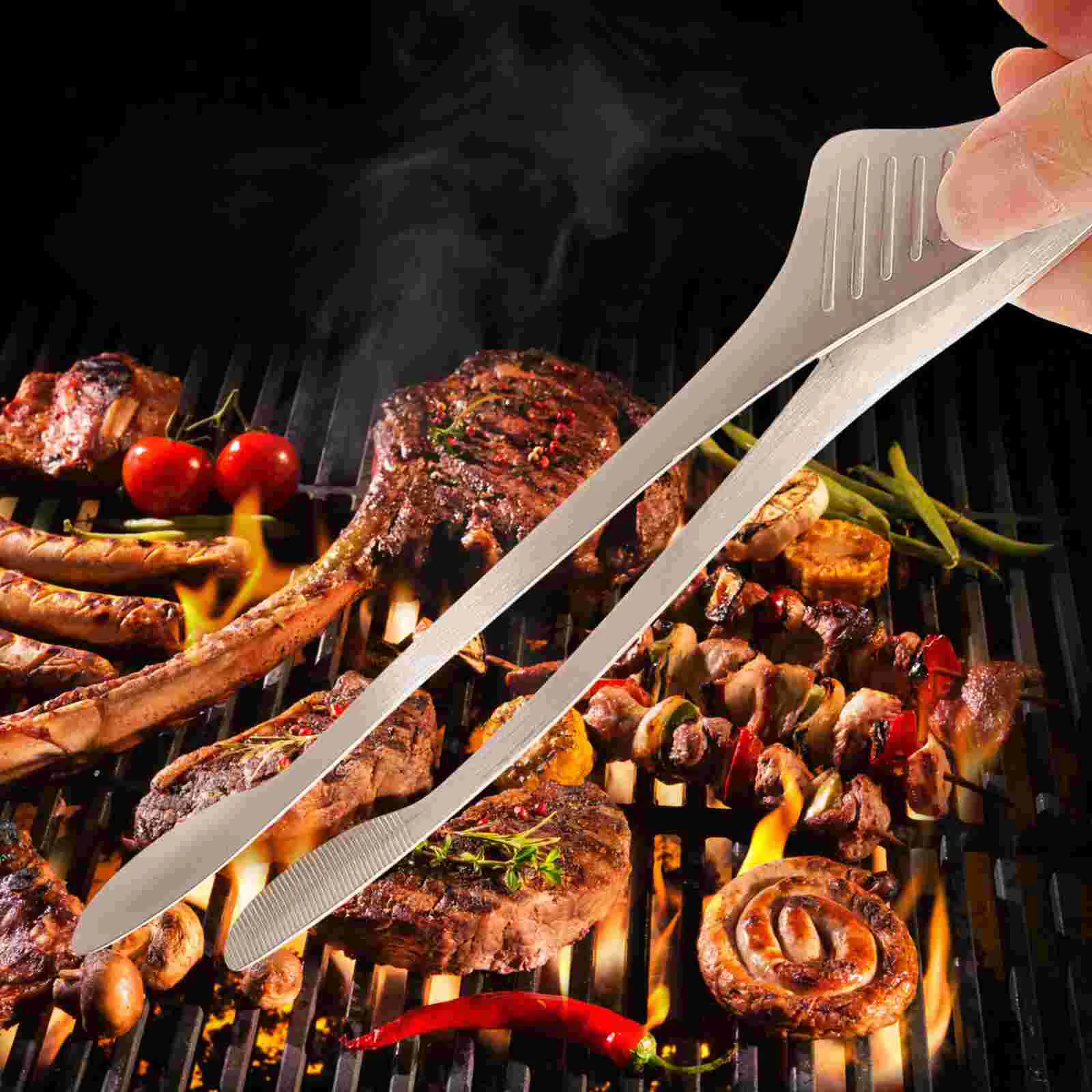 

2pcs Stainless Steel BBQ Clip Barbecue Tong Food Clip Multifunction Serving Cookie Seafood Tongs Grill Tweezer Kitchen Tool for