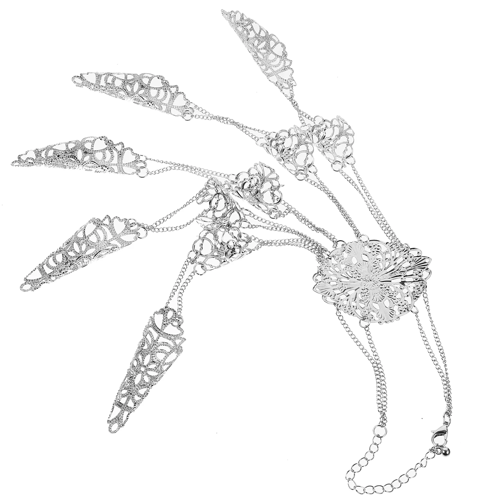 

1 пара браслетов-цепочек с гвоздями для пальцев, готические украшения для рук, аксессуары для костюма