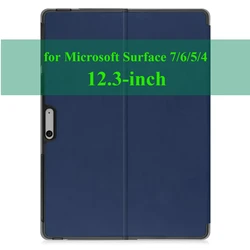 Premium PU Leather Stand Case for Surface Pro 4 5 6 7 (Blue)