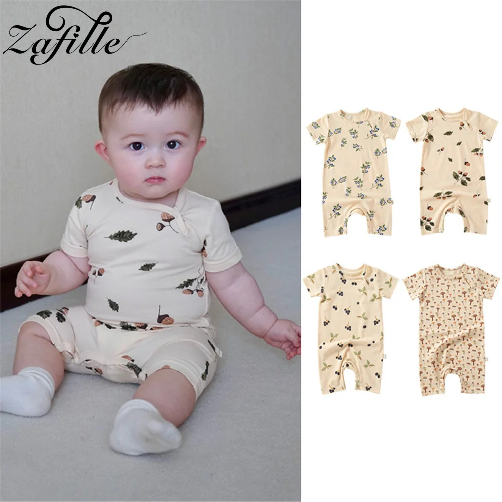 

ZAFILLE Summer Sleepwear For Newborns Boys Printed Baby's Rompers Casual Kids Infant Girls Clothing 0-12M Children Playsuit