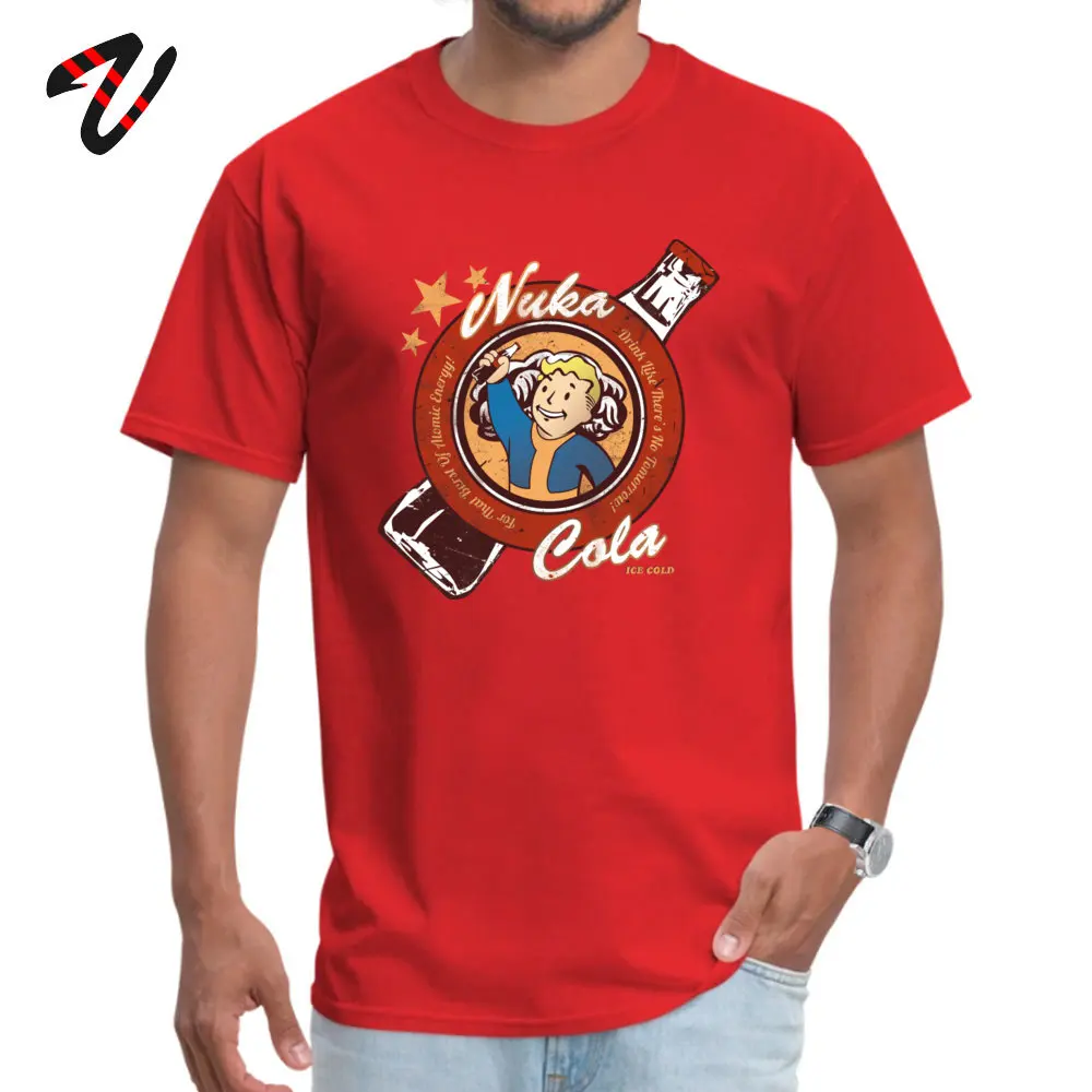 Crewneck DrinkNukaCola Pure Cotton Mens Tshirts Casual Short Sleeve Tops T Shirt High Quality Slim Fit Tops Shirts Drink_Nuka_Cola_6998 red