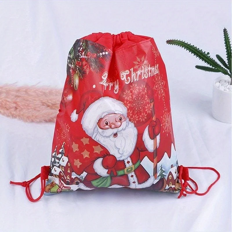 5PCS Rucksäcke Santa Claus Weihnachten Liefert Spielzeug Verpackung Weihnachten Geschenk Tasche Lagerung Kordelzug Taschen – Detail 6