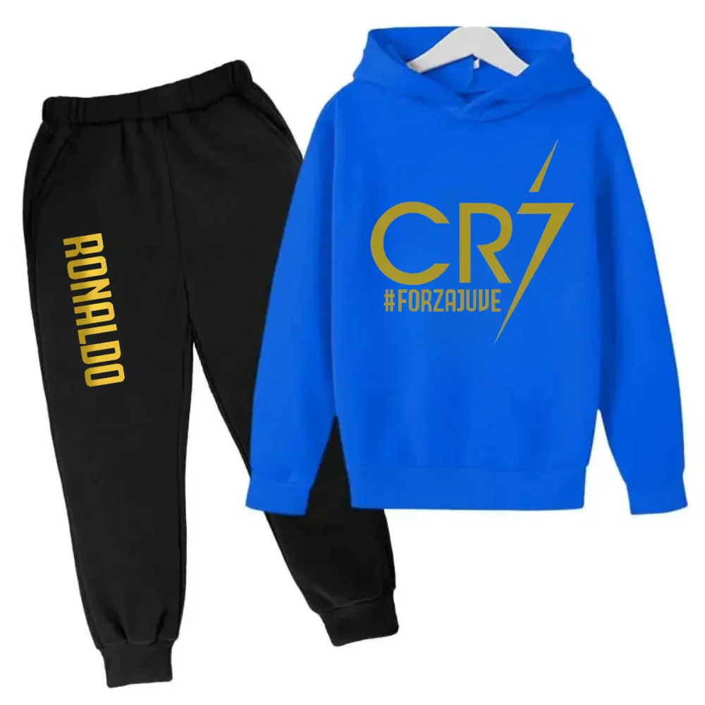 thumbnail image 1 of Conjunto de 2 piezas de sudadera y pantalones CR7 de ídolo de fútbol de primavera y otoño para niños, adecuado para deportes, ocio, moda, chándales para niños y niñas, 1 of 4