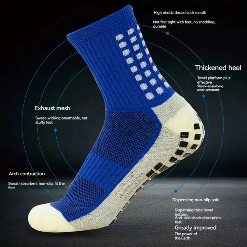 Non-Slip Friction Breathable Mid-Length Cushioning Soccer Socks Thickened Towel Bottom Sweat Anti-Odor Dot Glue Socks