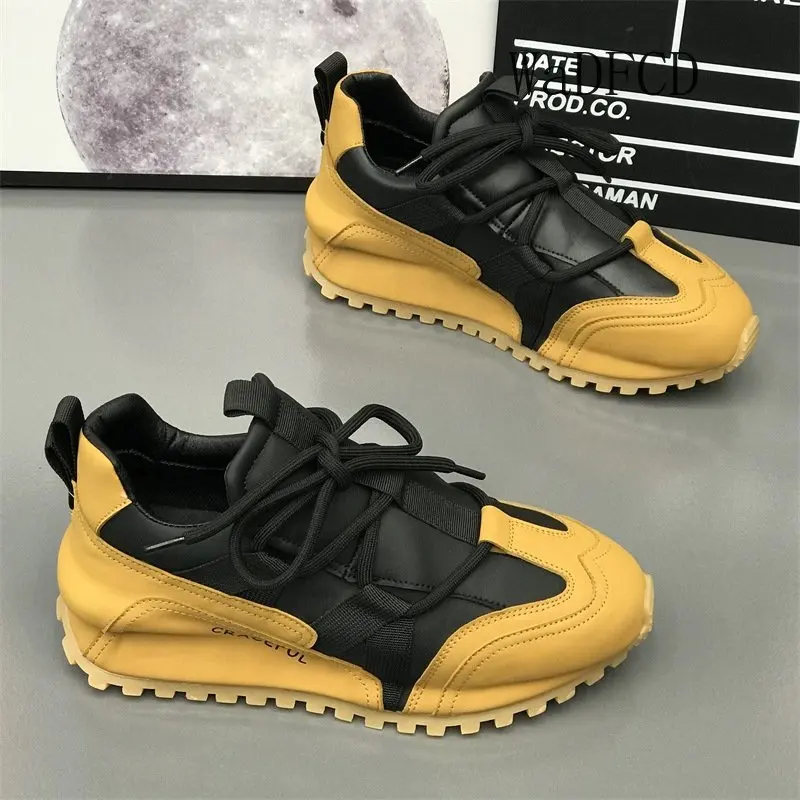 Chunky Sneakers Men Cover Bottom Board Shoes Fashion Casual Microfiber  Leather Mesh Breathable Increased Internal Platform Shoes - AliExpress