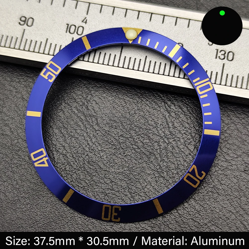 Sleek Black 37.5mm Bezel Insert for Watch Cases – Ceramic/Aluminum Finish