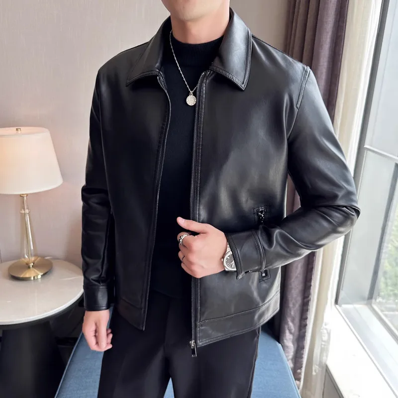 Veste en cuir de style coréen pour hommes