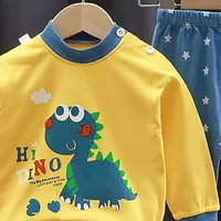 Ensemble pyjama en coton pour enfants, unisexe, doux, confortable, chaud, mignon, imprimé de dessin animé, adapté aux garçons et aux filles, parfait pour l'automne et l'hiver 5