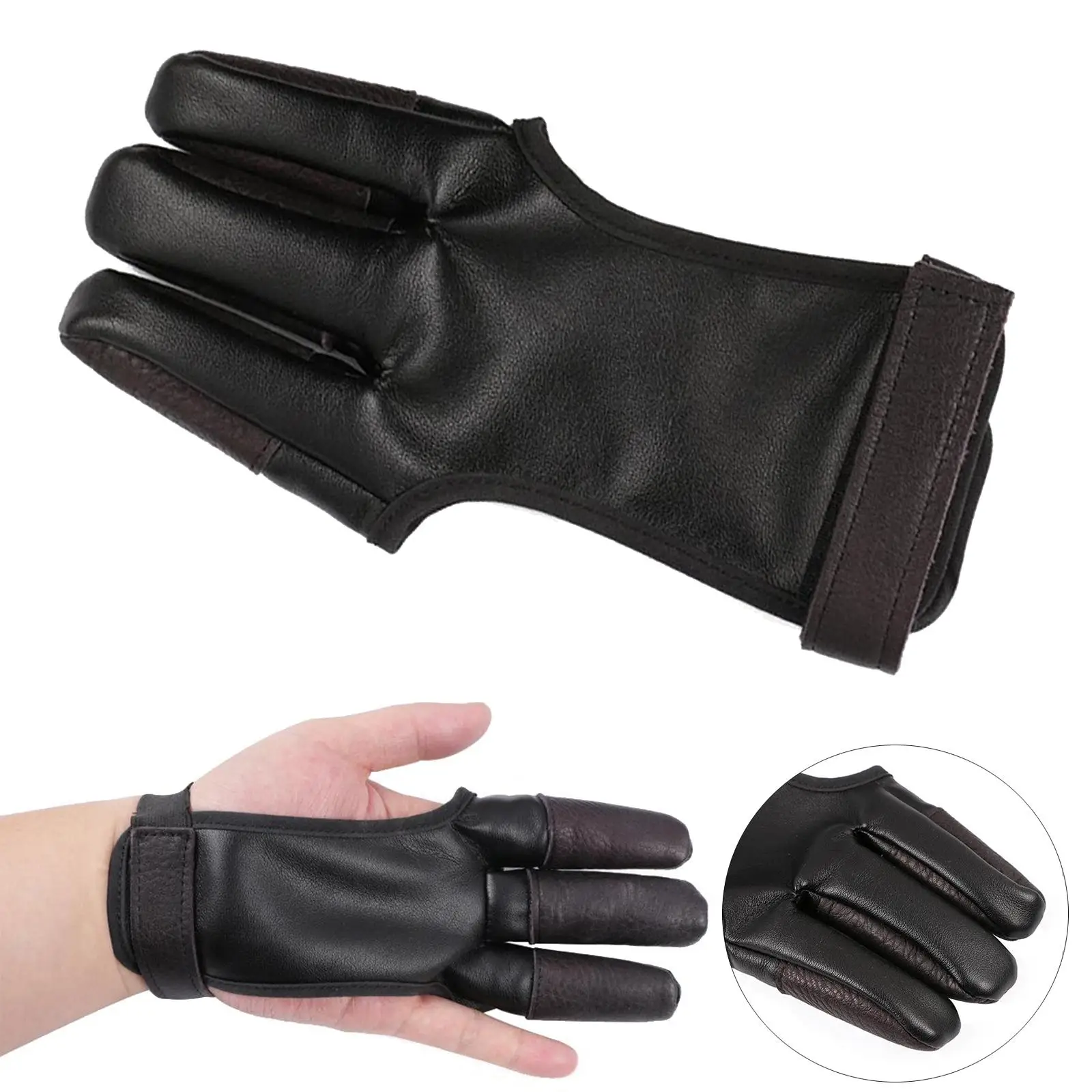 Leather Archery Gloves Compound Bow Shooting Fingers Tab Protector