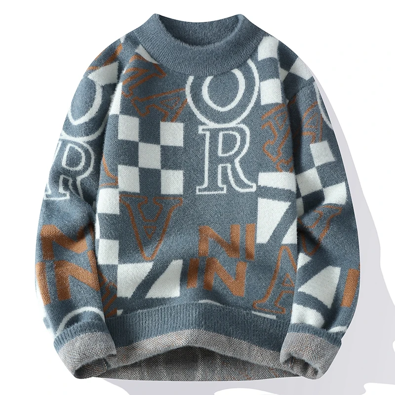 

Корейский модный свитер с буквенным принтом, мужской кашемировый пуловер, высококачественный зимний мягкий теплый вязаный Топ, Повседневная Удобная мужская одежда