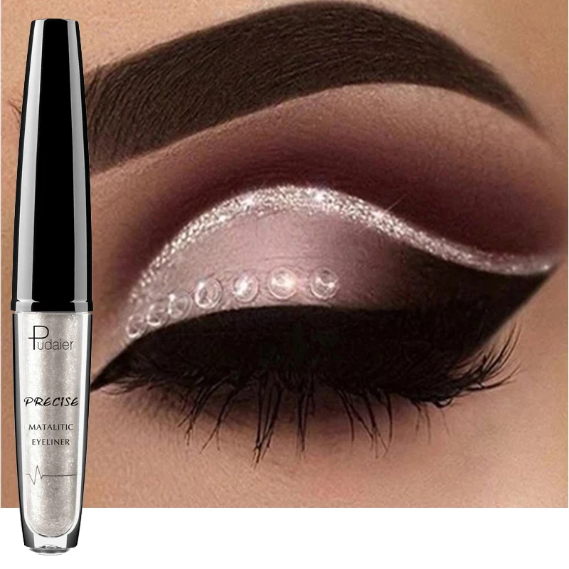 Metalic Glitter Eyeliner Lqiuid Makeup Waterproof Long Lasting White