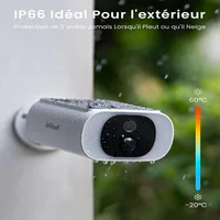 IeGeek-Caméra de surveillance WiFi sans fil 2K, batterie extérieure sans fil IP66, panneau solaire intégré, couleur de vision nocturne 6