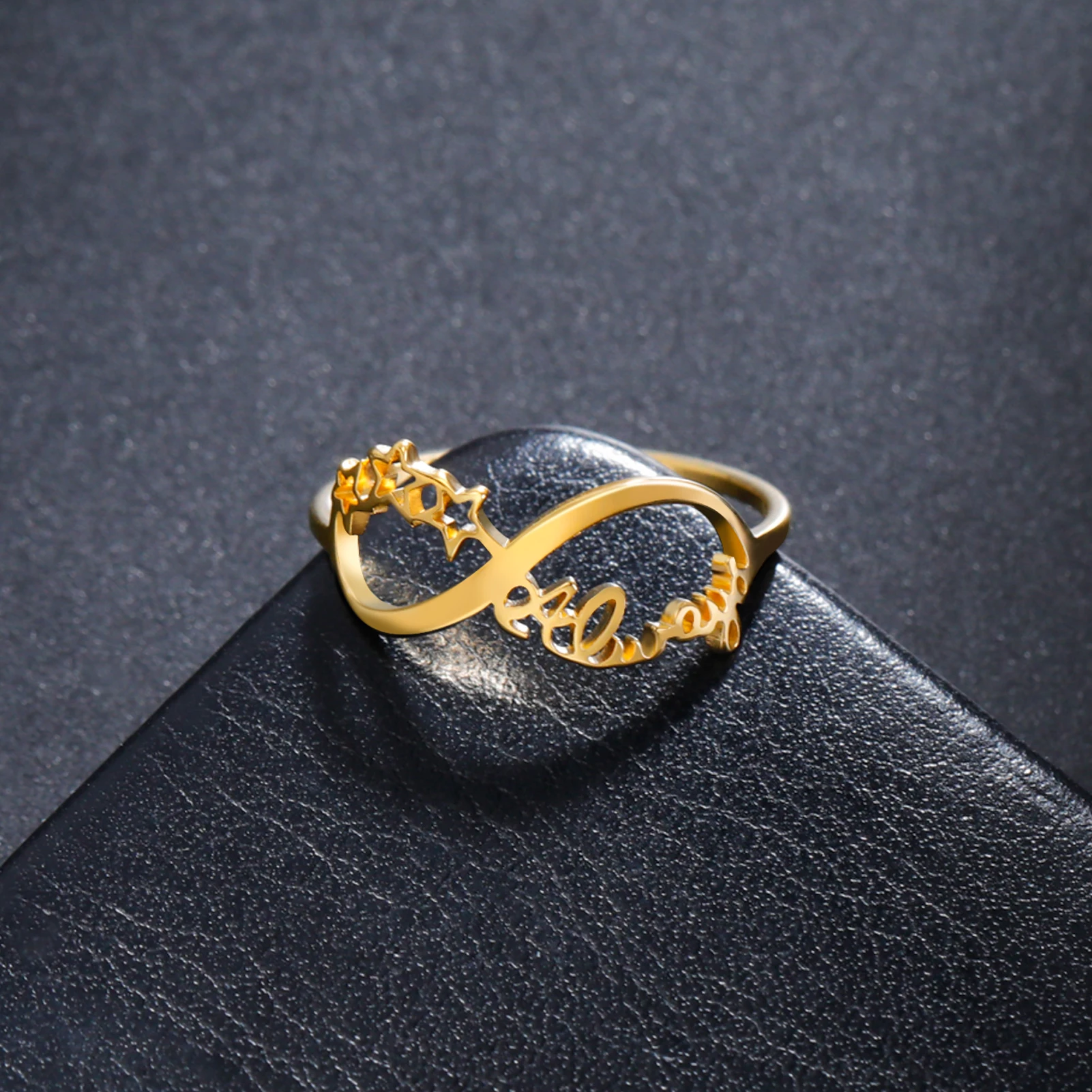 Skyrim Women Infinity Ring Stainless Steel Gold Color Heart-Love