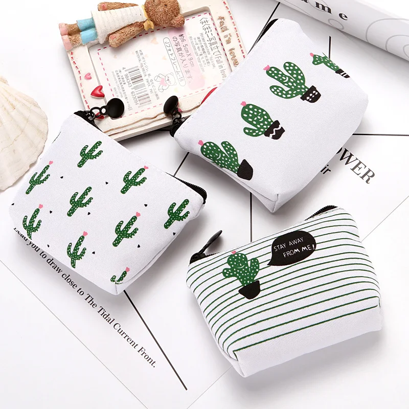 Cute Coin Purses Small Fresh Casual Coin Wallet Lady Fashion Flower Animal Pattern Cartoon Earphone Key Money Storage Bag