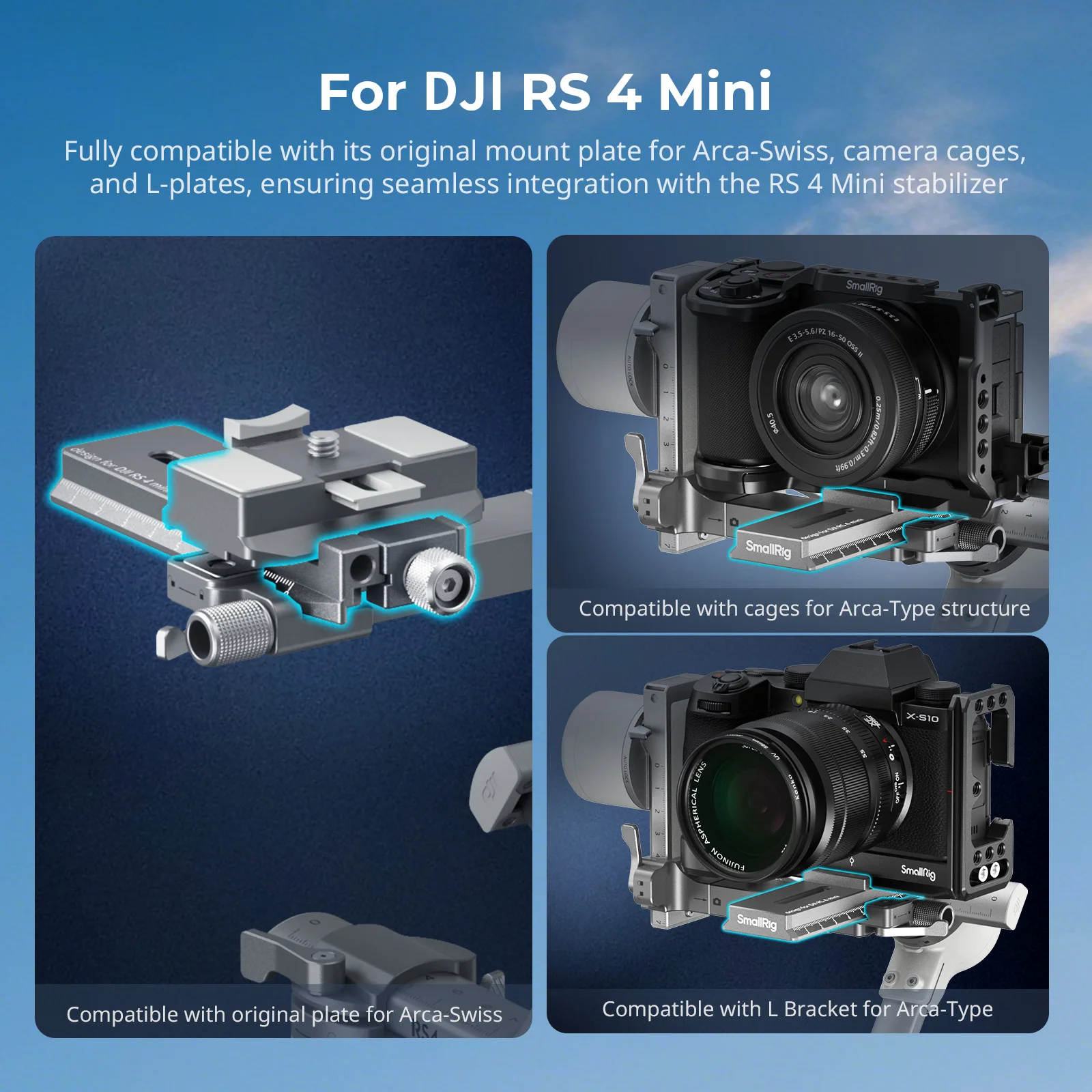 Plaque De Montage Vertical SMALLRIG Pour Cages – Compatible Arca-Swiss, DJI RS, Filetage 1/4'', Gestion Câbles