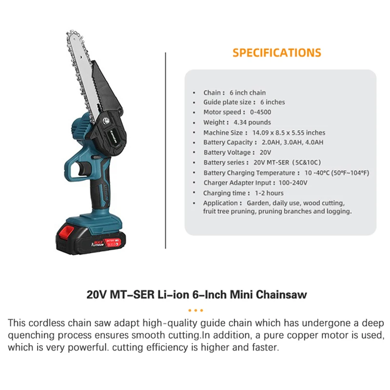 Mini Cordless Electric Chainsaw  Mini Pruning Electric Chainsaw - 20v 6  Inch 1300w - Aliexpress