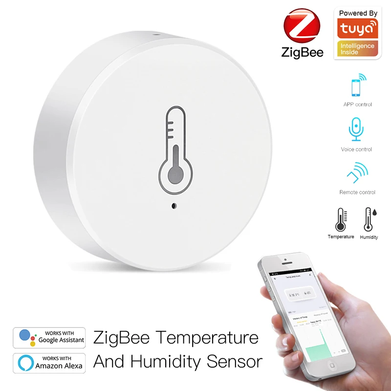 Tuya สมาร์ท Zigbee อุณหภูมิและความชื้นเซนเซอร์เครื่องวัดอุณหภูมิในร่มทํางาน Smartlife กับ Alexa Google Home APP Assistant 1