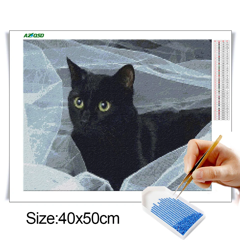 Diamond Painting Tonval Diamond Painting Kit Black Cat Animal Diamond Embroidery Mosaic Handmade Picture Of Rhinestones Gift Home Decor 5d DIY