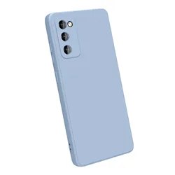 Square Liquid Silicone Protective Soft Fabric Phone Case - Premium Back Cover Shell - Samsung S20 FE (Lavender Gray)
