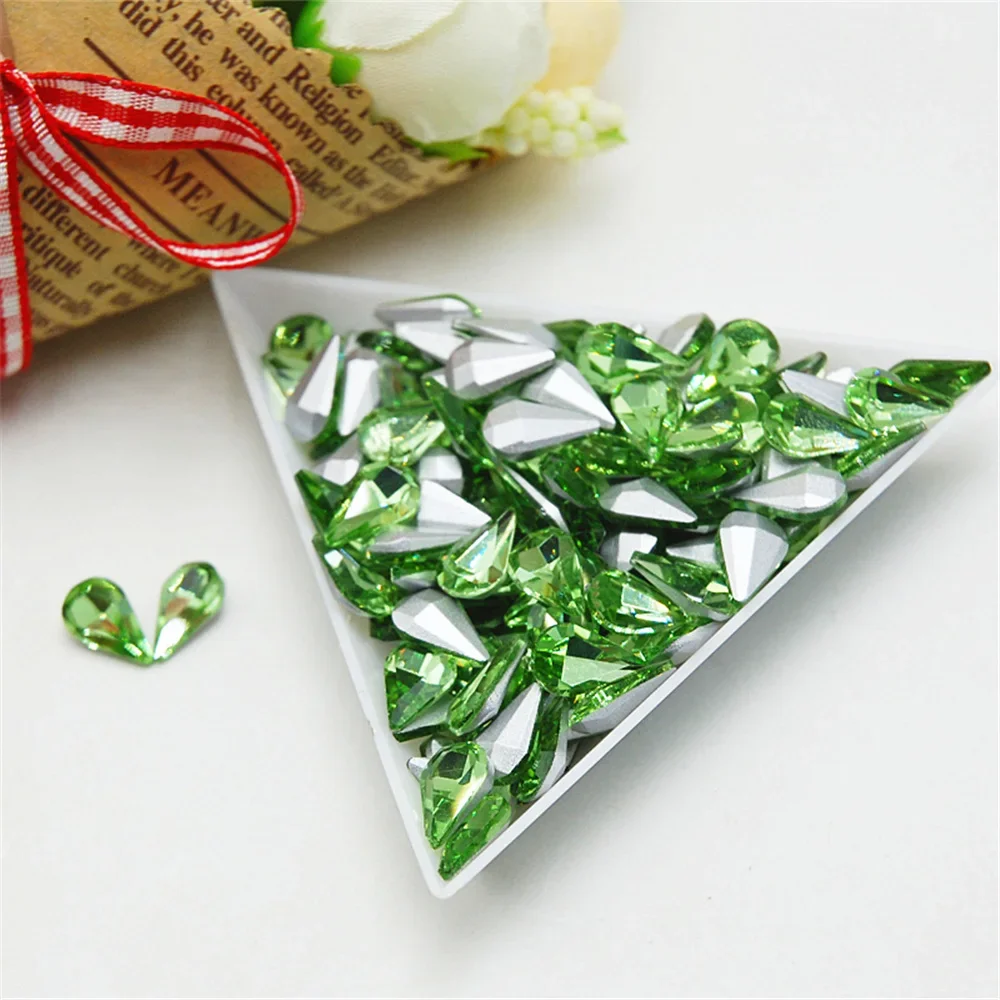 50pcs Colorful Waterdrop Rhinestone Glass Crystal Accessories