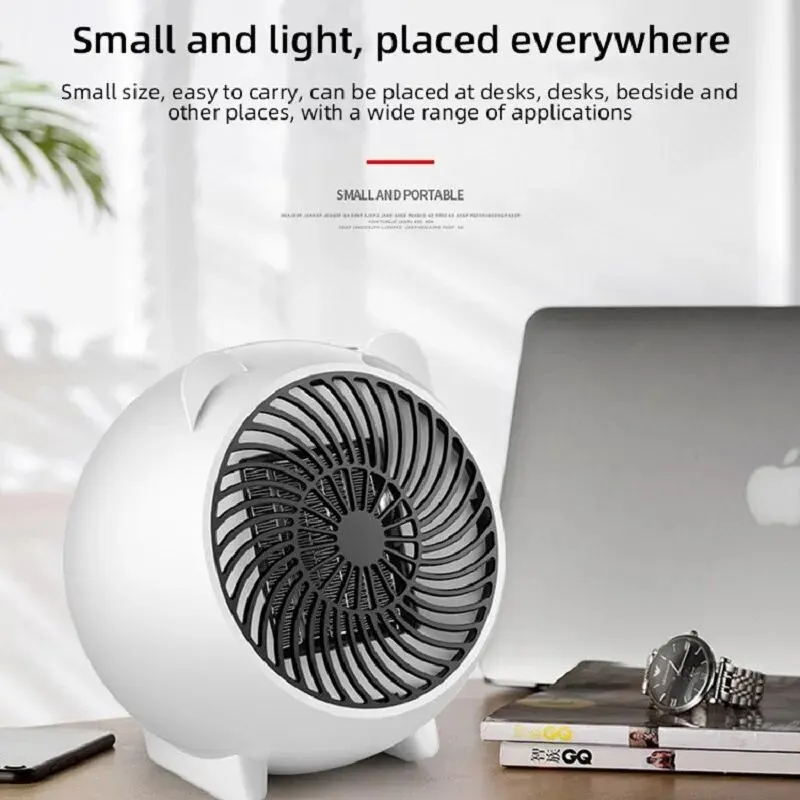 Portable PTC Ceramic Space Heater with Thermostat - 220V Mini Electric Heater for Indoor Office, Desktop, and Home Use - Energy