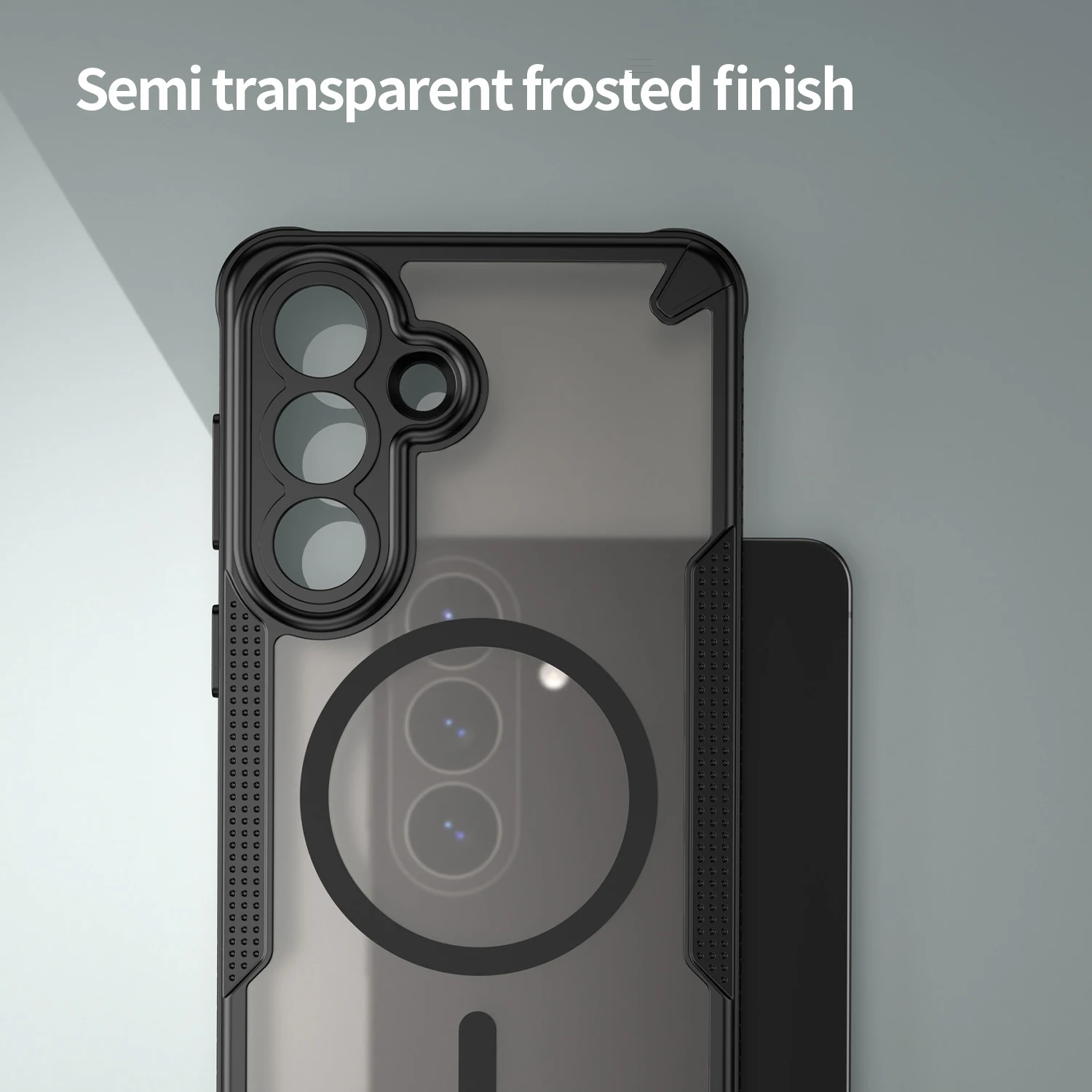Magnetic Luxury Matte Translucent Shockproof Armor Case with Wireless Charging Compatibility
