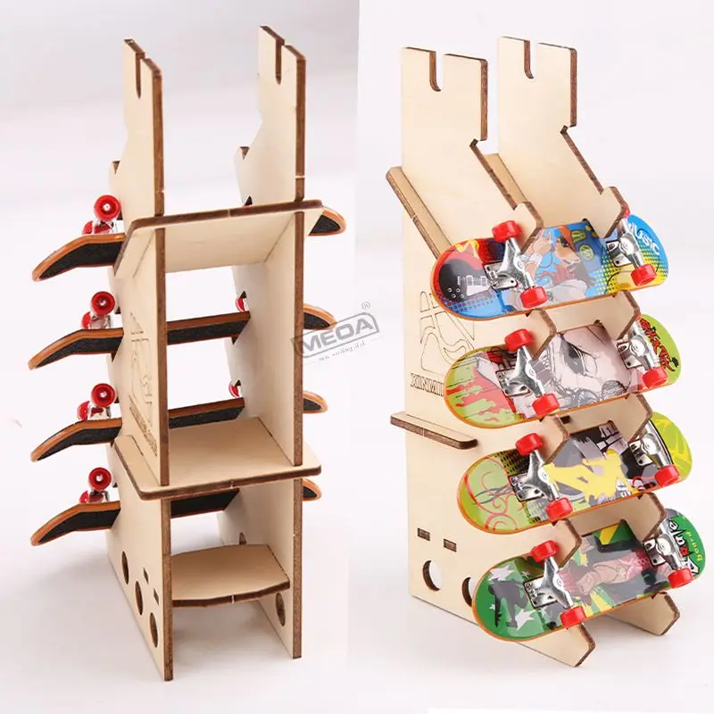 나무 손가락 스케이트파크 키트 핑거보드 디스플레이 랙 금속 합금 브리지 플라스틱 핑거보딩 손가락 끝 장난감 디지털 데크 ?