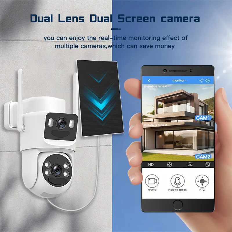 SZSINOCAM 3MP Wifi Camera PTZ Outdoor Dual Screens Human Detection Dual Lenses 3MP Security Protection IP Camera Audio 2