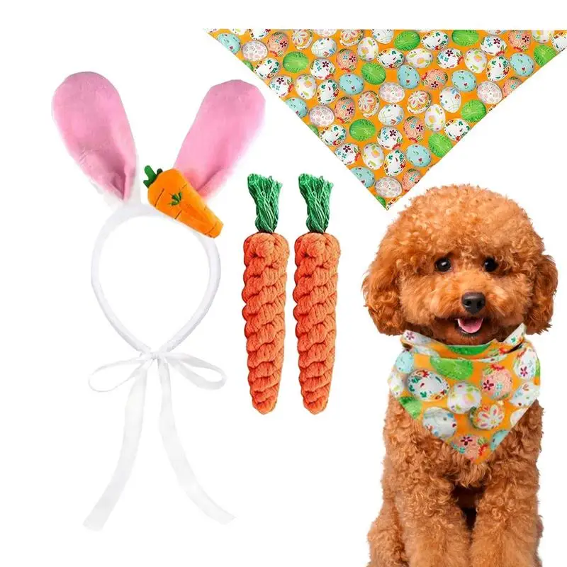 Orecchie Da Coniglio Per Cani Costume Da Coniglio Per Cani Bandana Outfit Fascia Pasquale Comodi Conigli Cosplay Giocattolo Per Cagnolino Pitbulls Pup