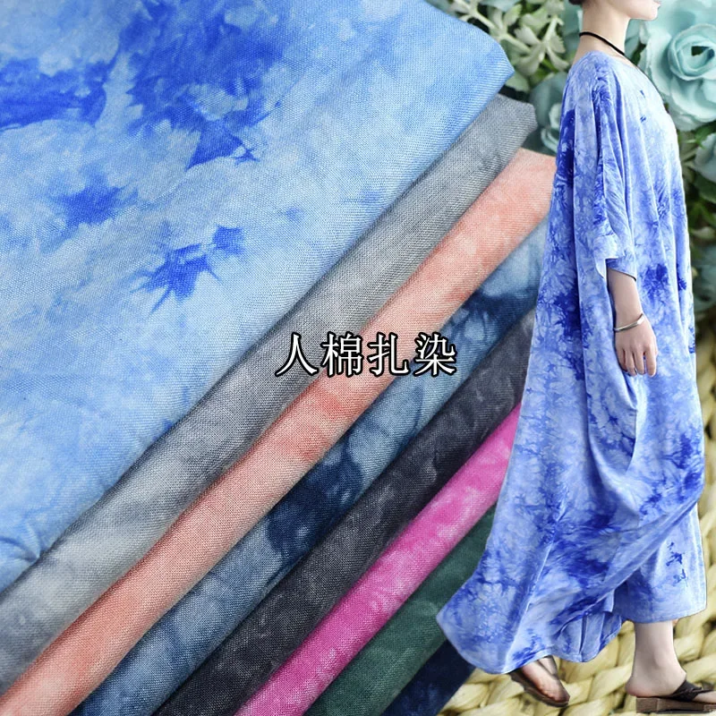 

Cotton Tie-Dye Cotton Silk Spring/Summer Clothing Fabrics Messy Cloud Dyeing Cotton Rayon Shirt Dress DIY Fabrics