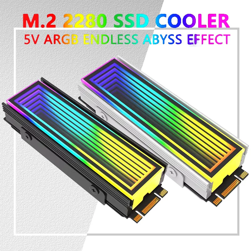 5V/3Pin ARGB AURA 동기화 컴퓨터 2280 SSD M2 라디에이터 알루미늄 PC RGB M.2 Nvme 쿨러 방열판 솔리드 스테이트 드라이브 방열판 쿨러