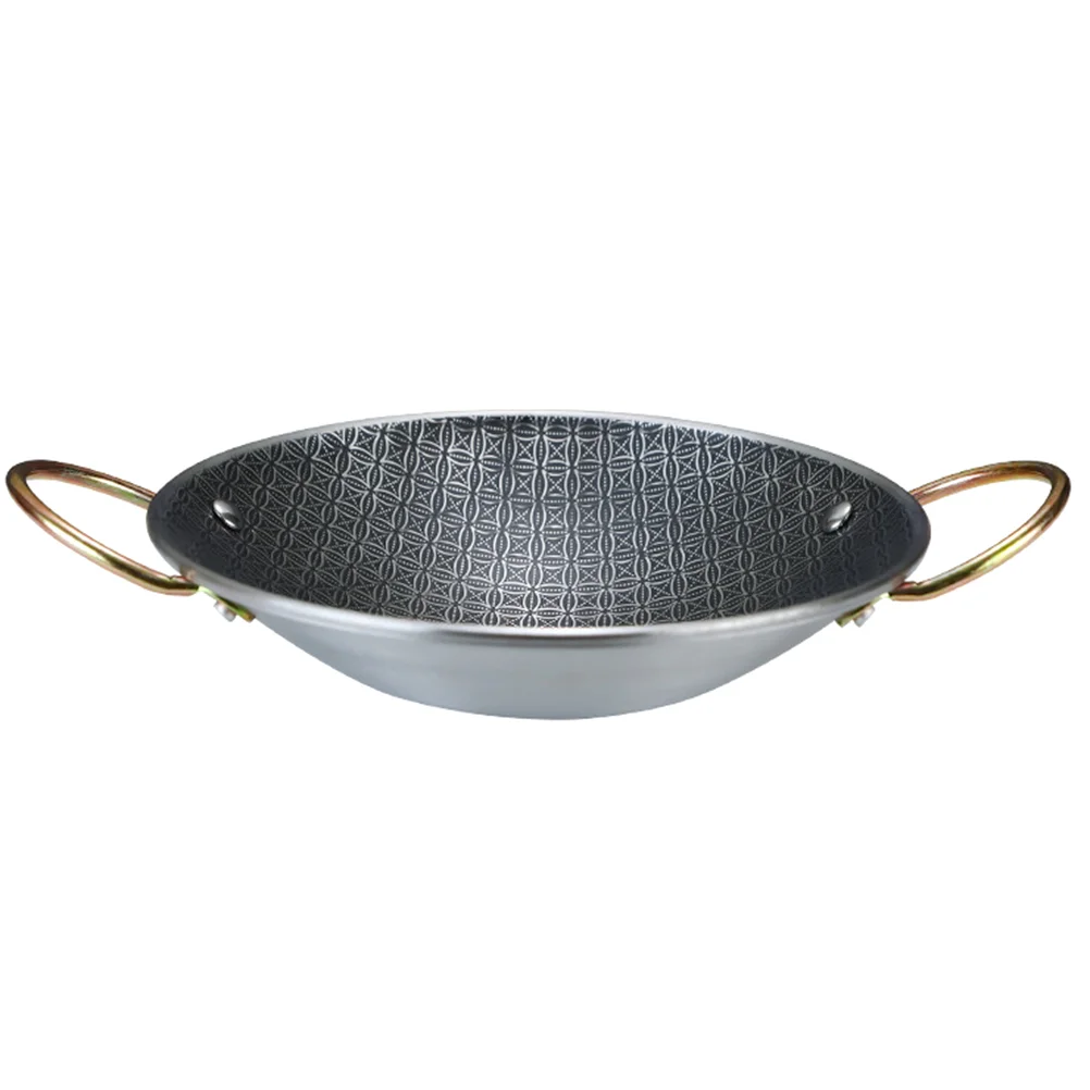 

Stainless Steel Pot Kitchen Accessory Home Cooking Pan Paella Reusable Hot Wear Resistant Fry Pans Daily Use Vegetable for