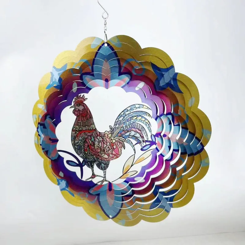 3D Rotating Three-dimensional Wind Chime, Rooster,apes Decoration, Wind Rotating Outdoor Balcony Creative Hanging Decoration