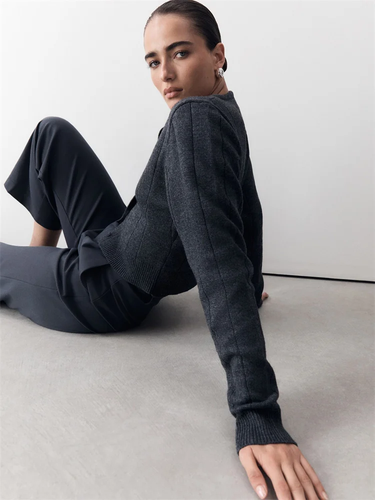 Casual Knit Sweater Cardigan For Women Long Sleeve Loose High Waist Solid Fashion Outwear Knitwear Female Cardigan Summer