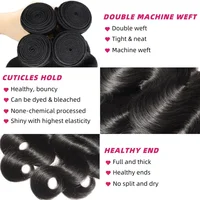 100% Cheveux Humains Brésiliens, Tissage Body Wave, 40 Pouces, Cheveux Vierge, 3 ou 4 Paquets, Extensions Brutes, Noir Naturel, Tissage au Crochet Birman 4