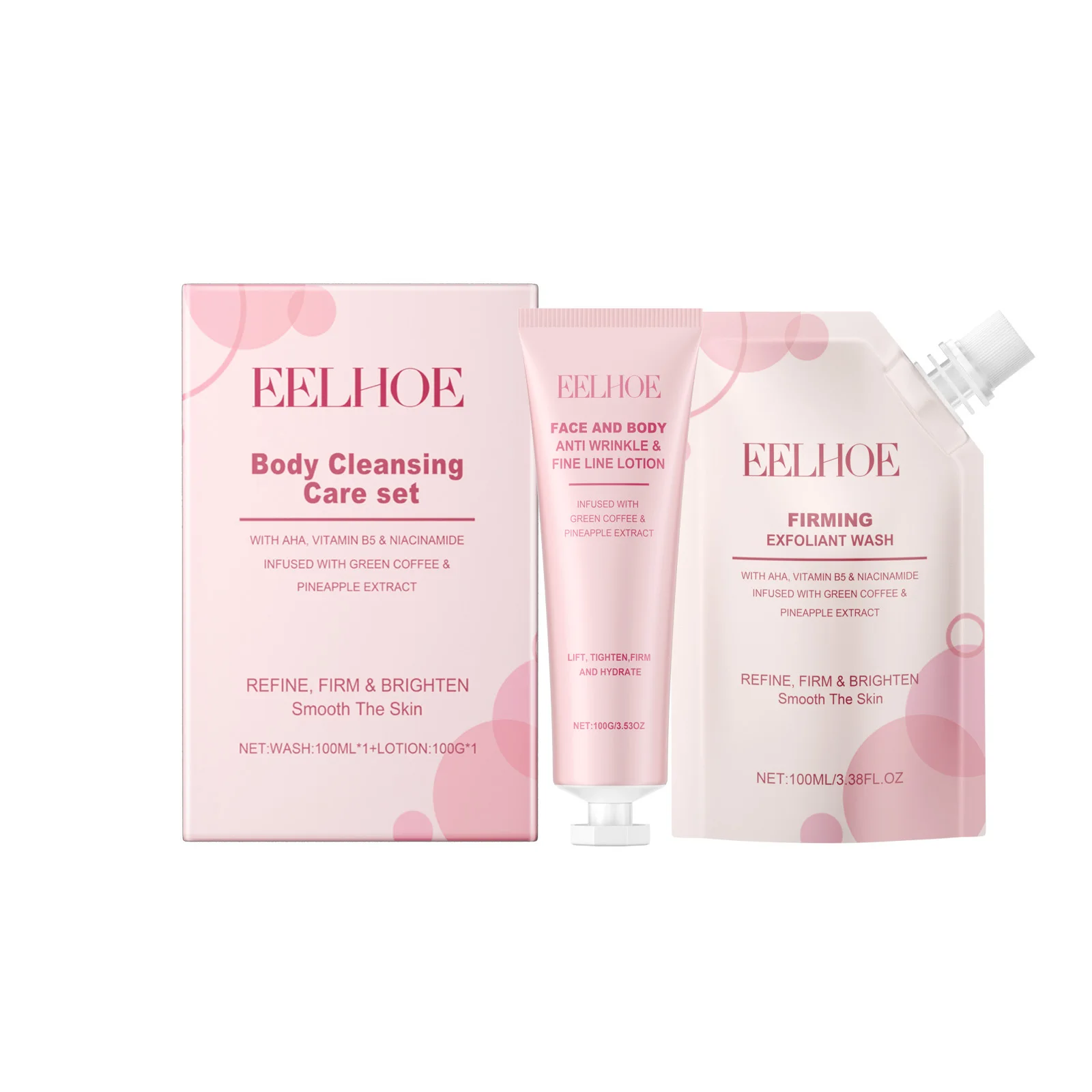 EELHOE Body Cleansing Care Set Professional Skin Cleansing Anti Wrinkle Cream Purifying Exfoliating Gel Repair Skin Cleaning Set