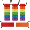 1Pc Sensory Chew Necklace Brick Chewy Kids Silicone Biting Pencil Topper Teether Toy, Silicone teether for children with autism 1