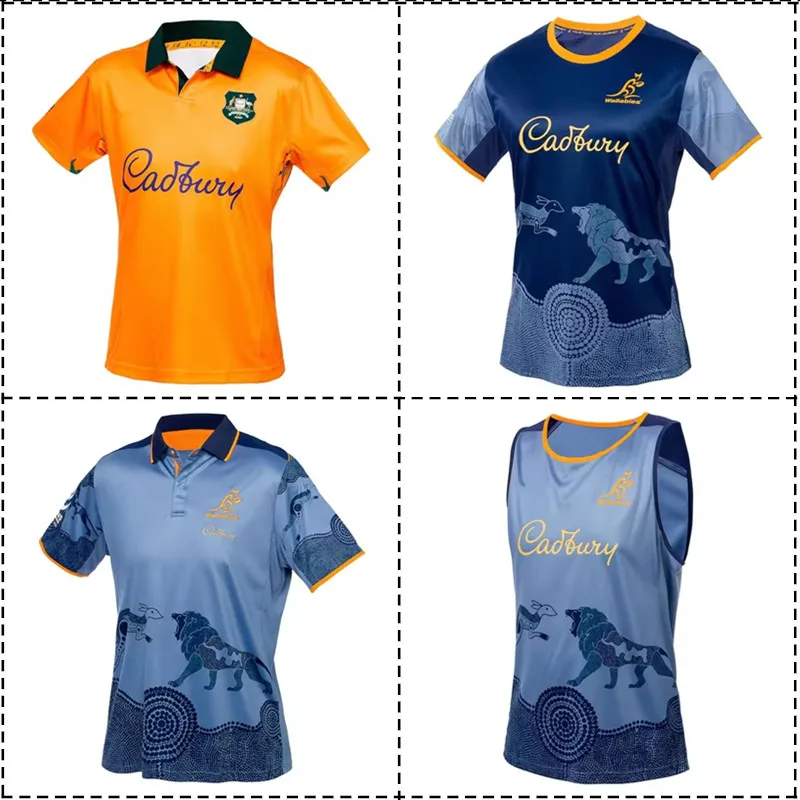/25 Australian Wallabies Home POLO Training Rugby Jersey-Mens Size:S-5XL（Print Name Number）Top Quality rugby jersey