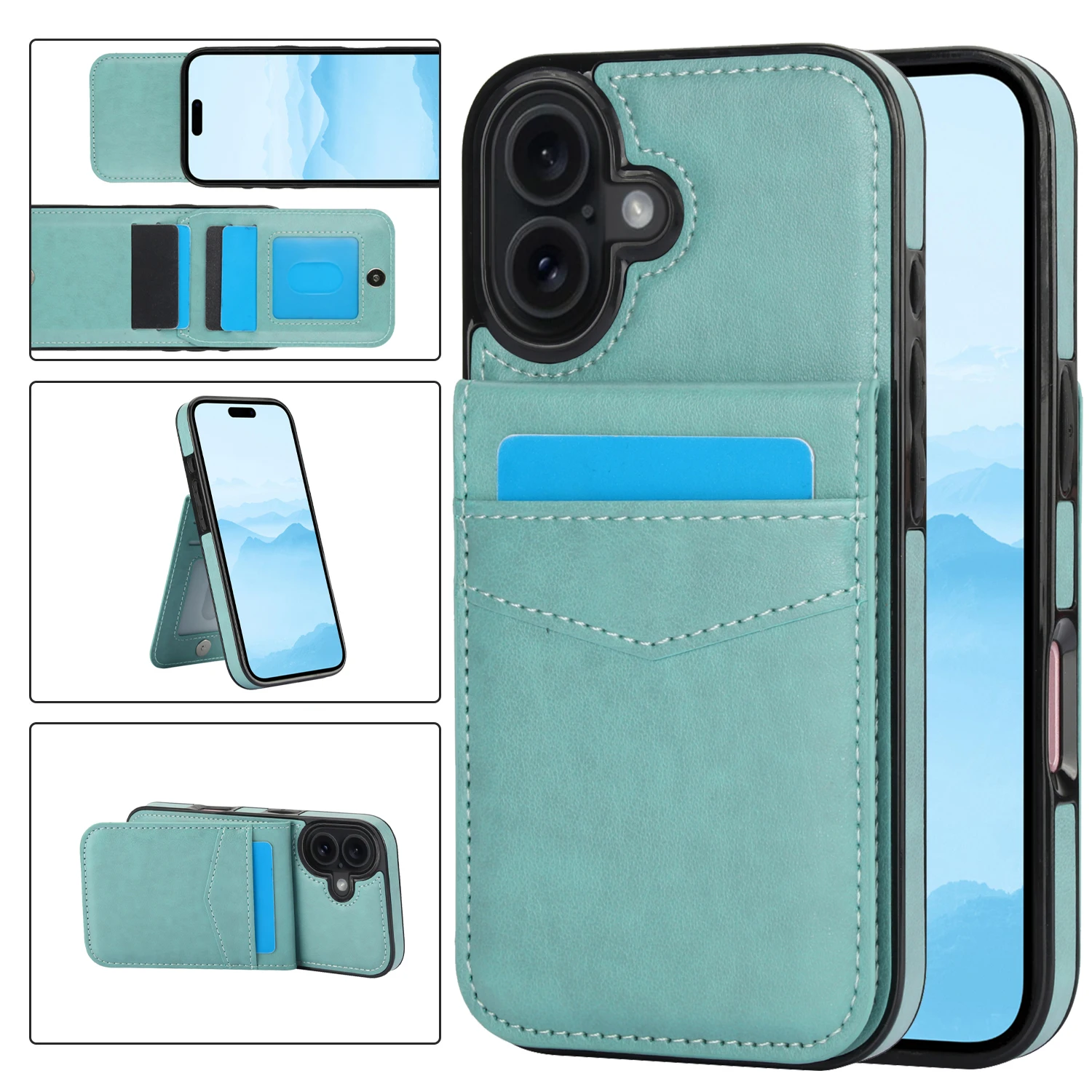 Elegant Leather Phone Case with Card Holder and Stand Feature - Protective Cover