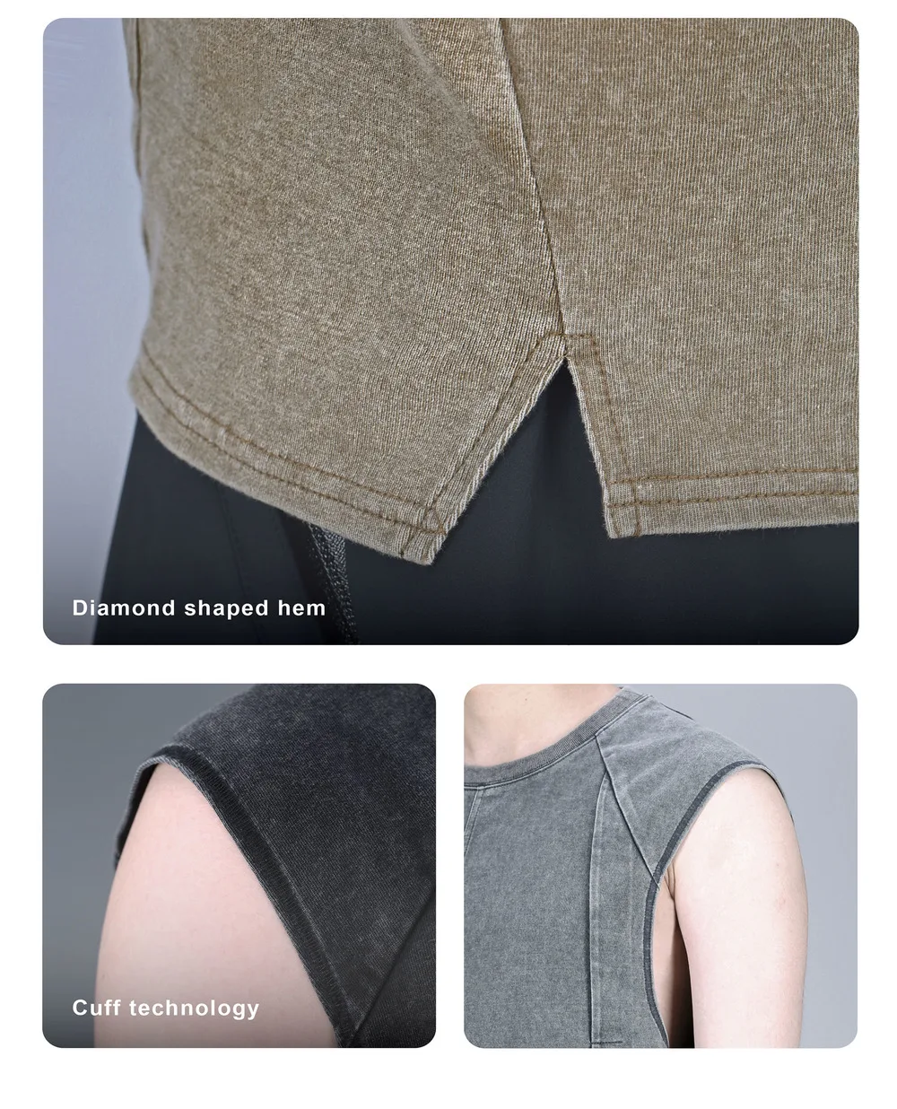 Reindee Lusion 23ss 203 old  texture effects sleeveless t-shirt tanktop 3d cut techwear gorpcore urban outdoor