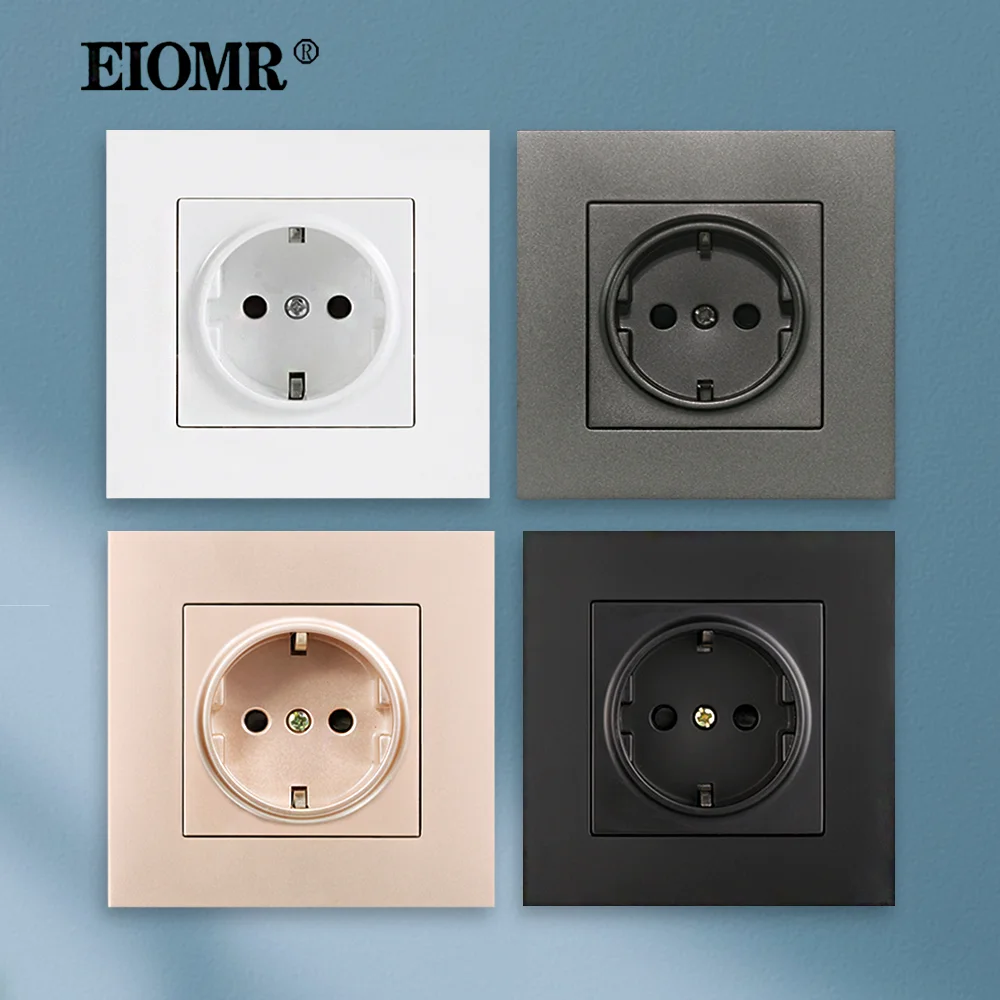 Eiomr ue Tomada de Energia 16a ac 250v com Porta Segurança Padrão à Terra Tomada Elétrica 86 mm Chama-retardador pc Painel Parede Soquete