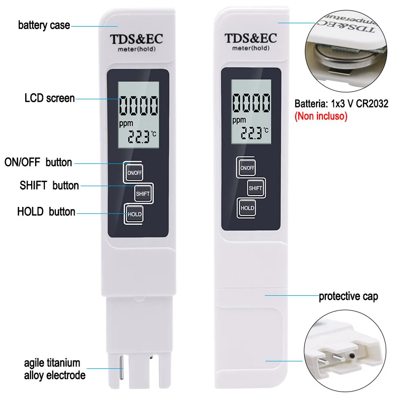 Water Quality Tester Digital LCD TDS EC Meter Pen Aquarium Pool Automatic Calibration Water Purity Test Temperature Meter